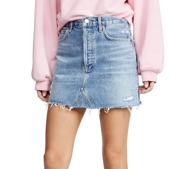 Agolde Hi Rise Quinn Miniskirt Size 23 - Picture 4 of 4